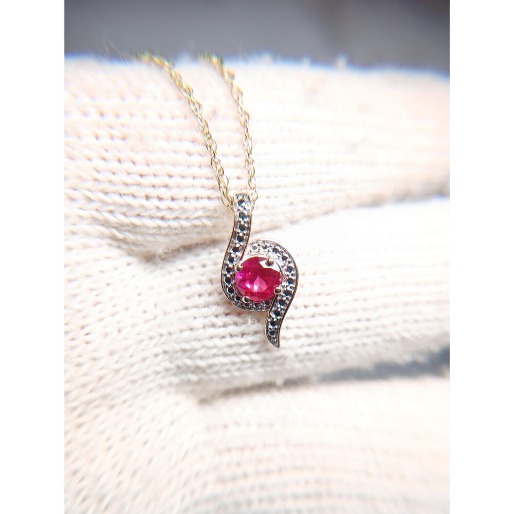 Sterling Silver Pink Topaz Silver Accents Gold Tone Pendant Necklace - Picture 12 of 16